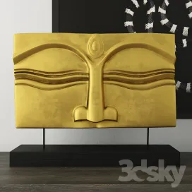 Suar wood gold buddha face stand